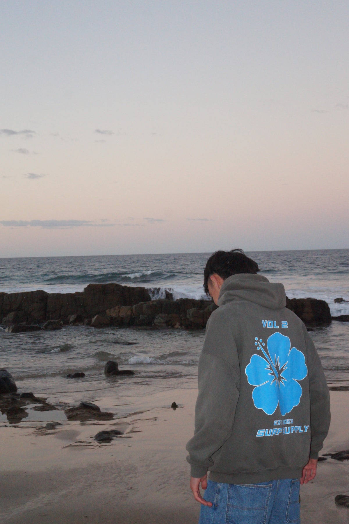Hibiscus Oversized Hoodie Grey