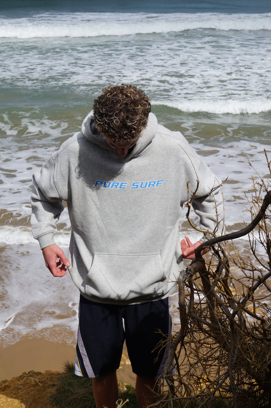 Grey & Blue Hibiscus Hoodie