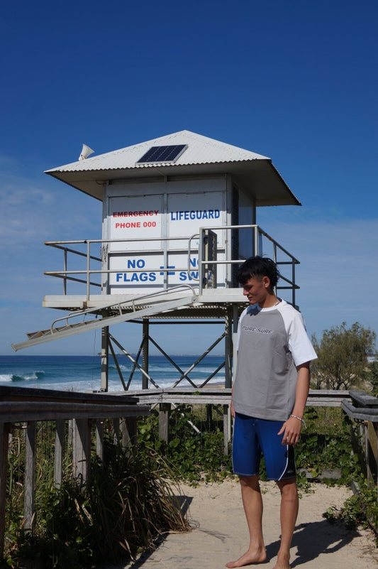Two Panel Grey Tee - Pure Surf