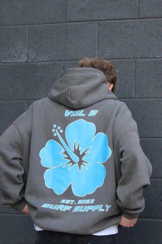 Vol. 2 Hibiscus Oversized Hoodie Grey - Pure Surf
