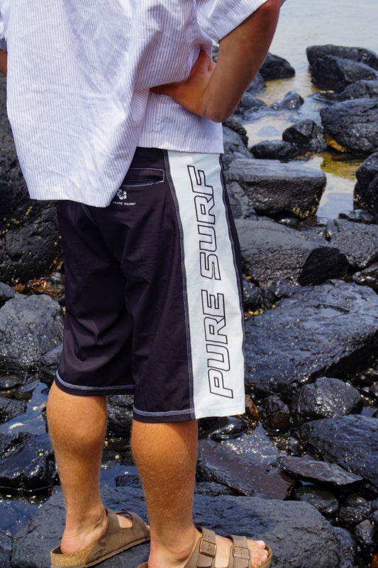 Pure Surf White & Black Boardshorts