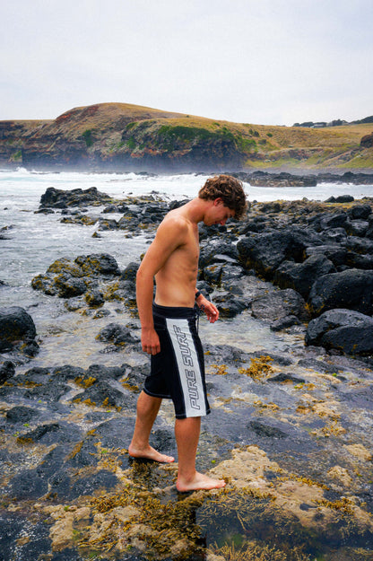 Pure Surf White & Black Boardshorts