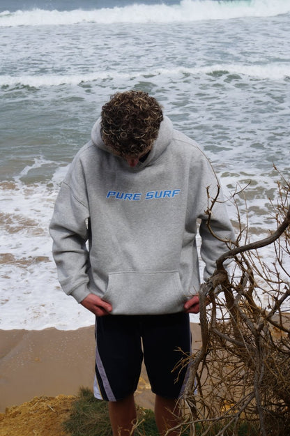 Grey & Blue Hibiscus Hoodie - Pure Surf