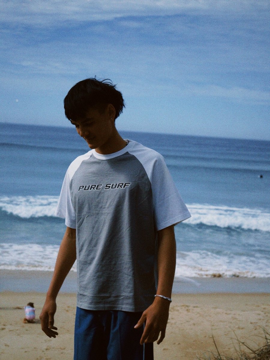 Two Panel Grey Tee - Pure Surf