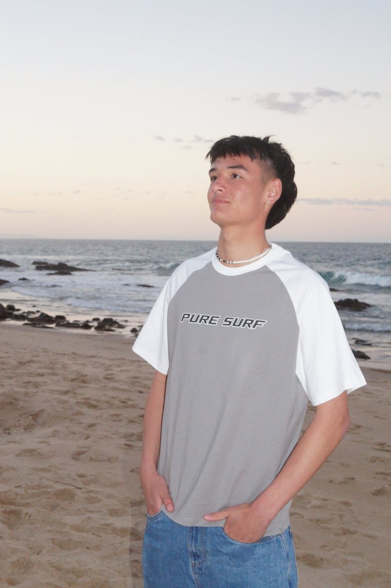 Two Panel Grey Tee - Pure Surf