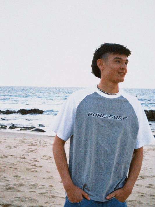 Two Panel Grey Tee - Pure Surf