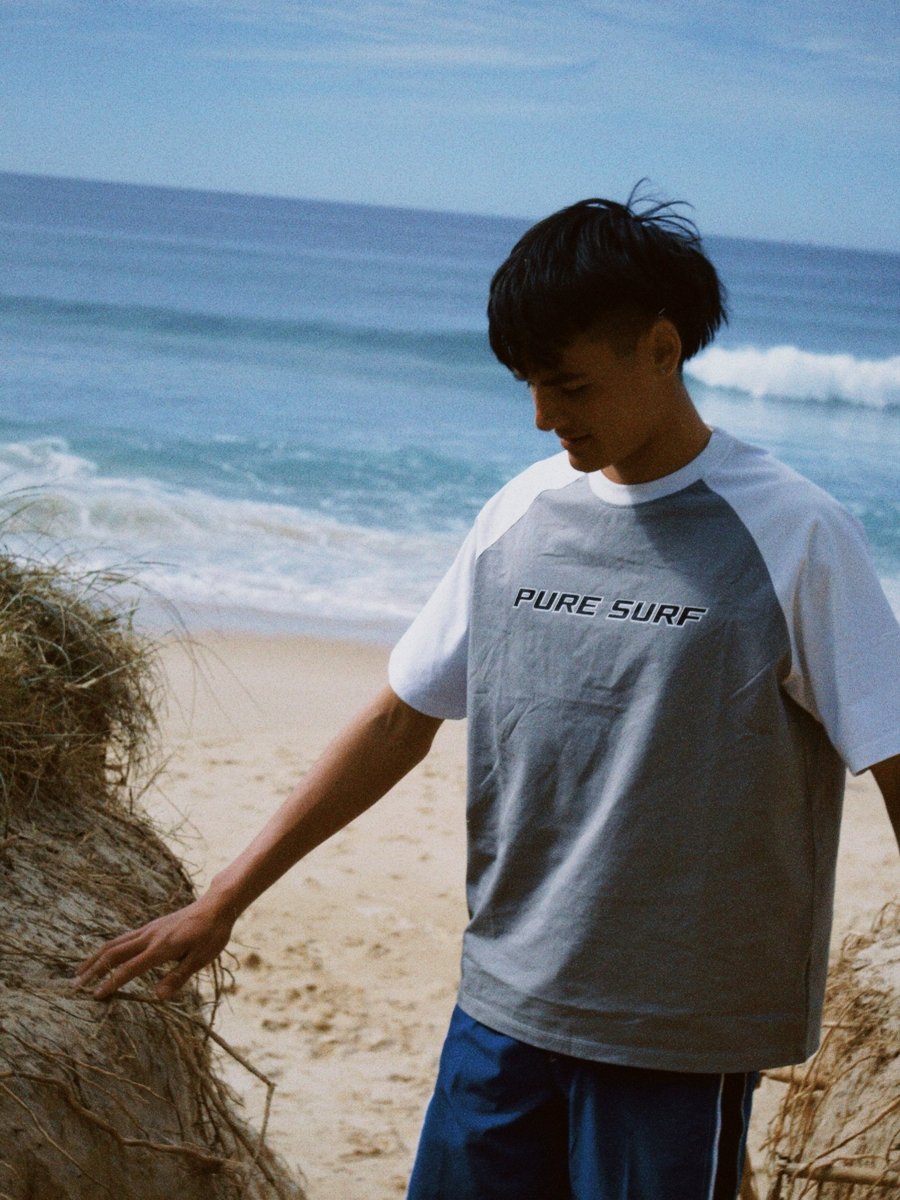 Two Panel Grey Tee - Pure Surf