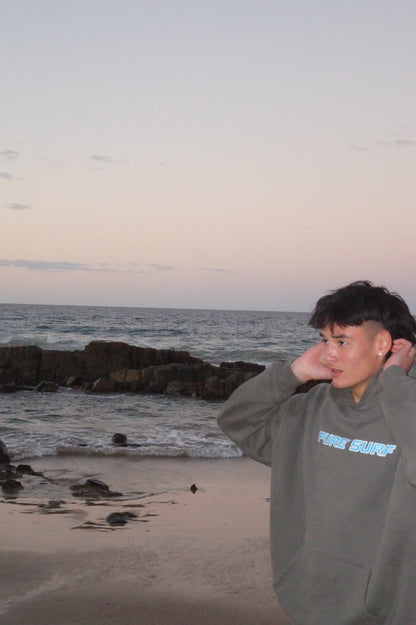 Vol. 2 Hibiscus Oversized Hoodie Grey - Pure Surf