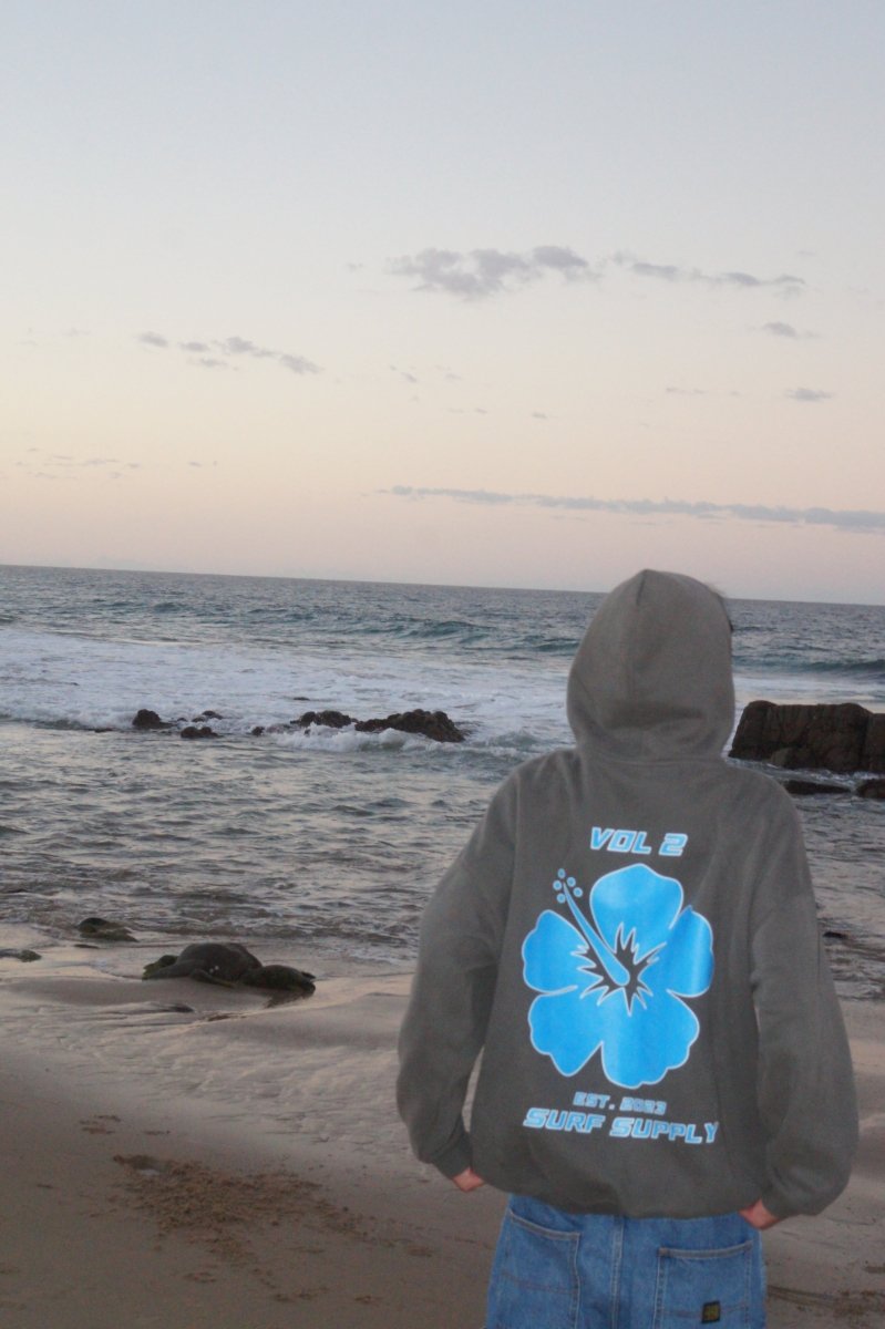 Vol. 2 Hibiscus Oversized Hoodie Grey - Pure Surf