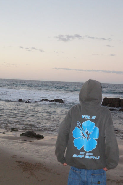 Vol. 2 Hibiscus Oversized Hoodie Grey - Pure Surf